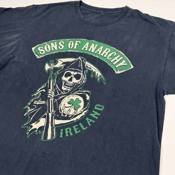 Sons of Anarchy Men’s Ireland Skull T-Shirt Size L Black Officially Licensed Y2K - Picture 3 of 6